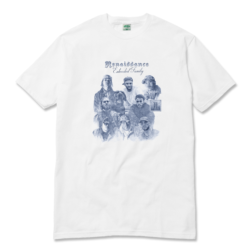 "RENAISSANCE: EXTENDED FAMILY" TEE (WHITE & BLUE)