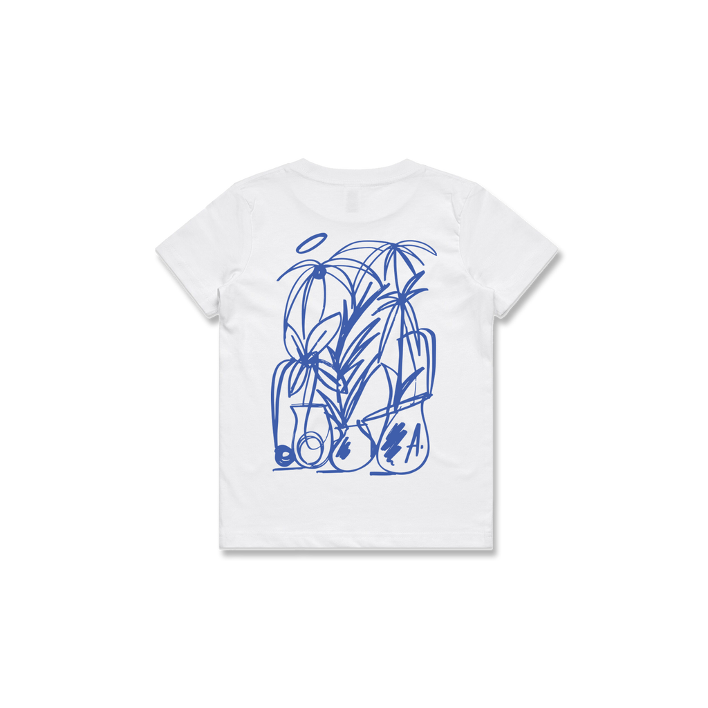 KIDS PLANTS TEE (WHITE + BLUE)